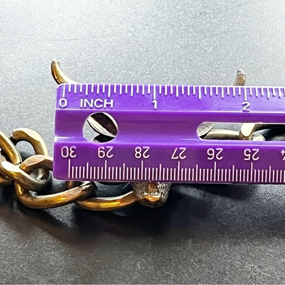 Western Women Dear Stag Head Gold Chain Link Bracelet Rodeo Huntress Biker Brass - Picture 8 of 11